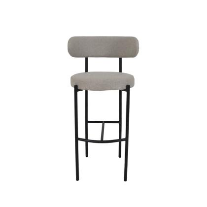 Imagem de Conjunto 3 Banquetas Altas Camelia Estofada Linho Cinza com Encosto para Cozinha Sala Balcão e Área Gourmet