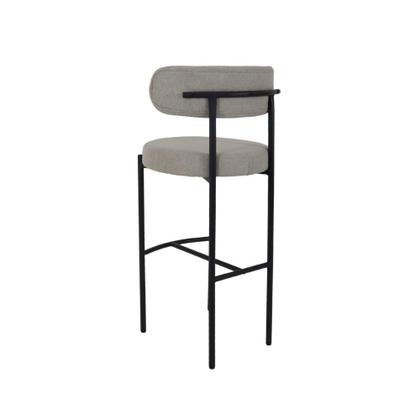 Imagem de Conjunto 3 Banquetas Altas Camelia Estofada Linho Cinza com Encosto para Cozinha Sala Balcão e Área Gourmet