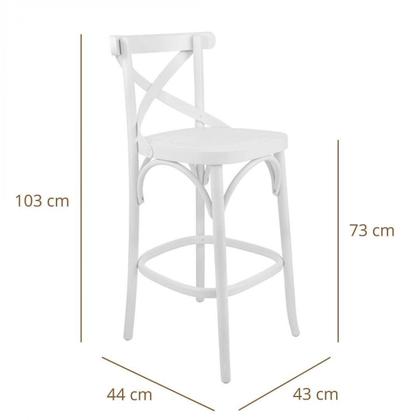 Imagem de Conjunto 3 Banquetas X Texas Madeira Tauarí Maciça Laqueado Branco