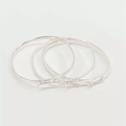 Imagem de Conjunto 3 Bracelete Pulseira Grossa Rígido Prata