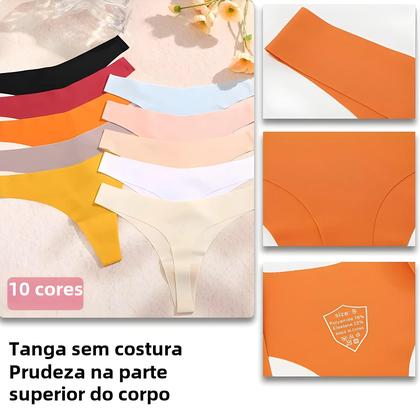 Imagem de Conjunto 3 Calcinhas Femininas Sem Costura em Gelo Seda - Tanga Respirável