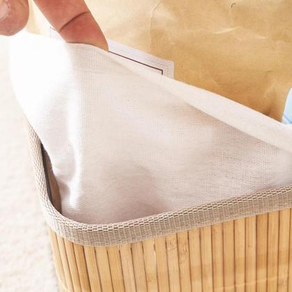 Imagem de Conjunto 3 Cestos Retangulares de Bambu com Forro de Tecido