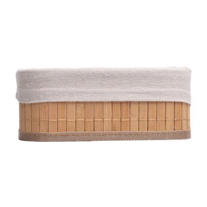 Imagem de Conjunto 3 Cestos Retangulares de Bambu com Forro em Tecido Lyor