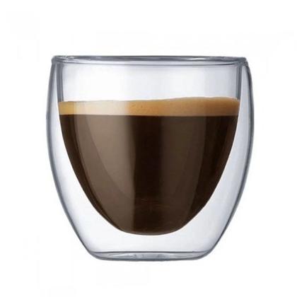 Imagem de Conjunto 3 Copos Duplo de Vidro Parede Dupla 250 ml Café Expresso Cerveja Chopp Chá Kit Com 3 Peças