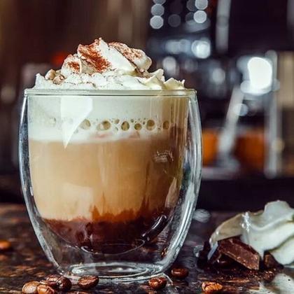 Imagem de Conjunto 3 Copos Duplo de Vidro Parede Dupla 250 ml Café Expresso Cerveja Chopp Chá Kit Com 3 Peças