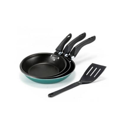 Imagem de Conjunto 3 Frigideiras Francesa Grande Com Espátula Verde Esmeralda Linha Premium J4TECH Alumínio Antiaderente Teflon Ultra Resistente 