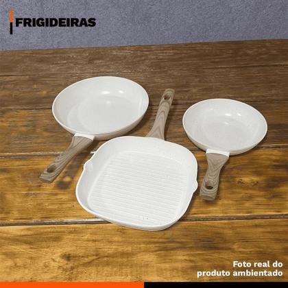 Imagem de Conjunto 3 Frigideiras Revestimento Cerâmico Antiaderente Fundo Triplo Indução