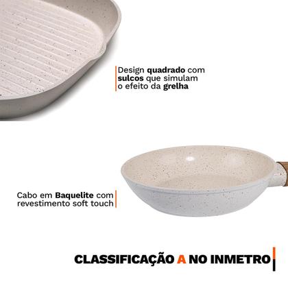 Imagem de Conjunto 3 Frigideiras Revestimento Cerâmico Antiaderente Fundo Triplo Indução