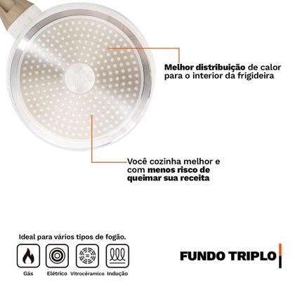 Imagem de Conjunto 3 Frigideiras Revestimento Cerâmico Antiaderente Fundo Triplo Indução