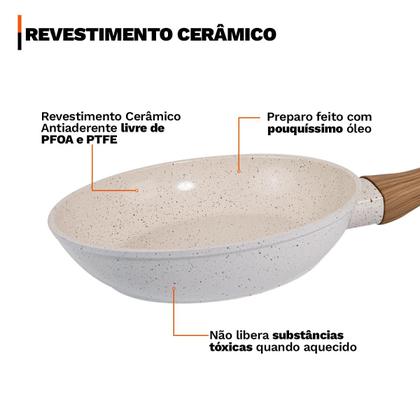 Imagem de Conjunto 3 Frigideiras Revestimento Cerâmico Antiaderente Fundo Triplo Indução