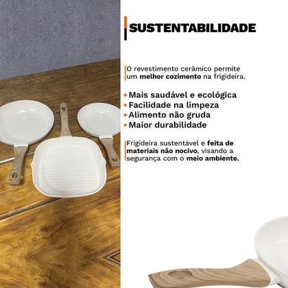 Imagem de Conjunto 3 Frigideiras Revestimento Cerâmico Antiaderente Fundo Triplo Indução