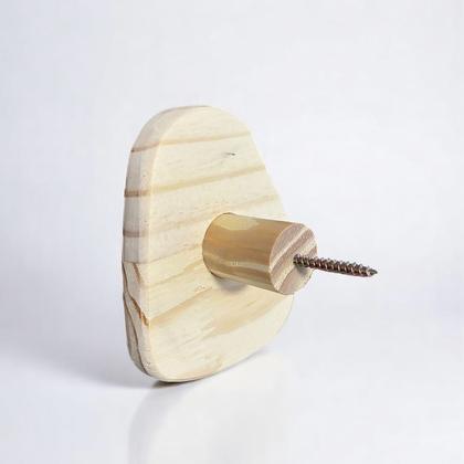 Imagem de Conjunto 3 Ganchos Cabideiros Penduradores Dots Orgânicos De Madeira Pinus