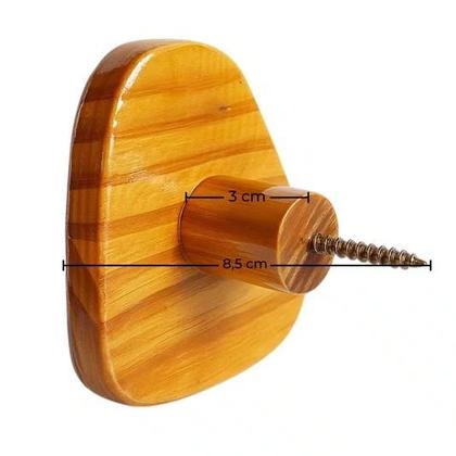 Imagem de Conjunto 3 Ganchos Cabideiros Penduradores Dots Orgânicos De Madeira Pinus