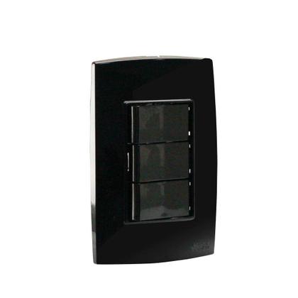 Imagem de Conjunto 3 Interruptores Simples 10A 250V Preto Rubi - Force Line