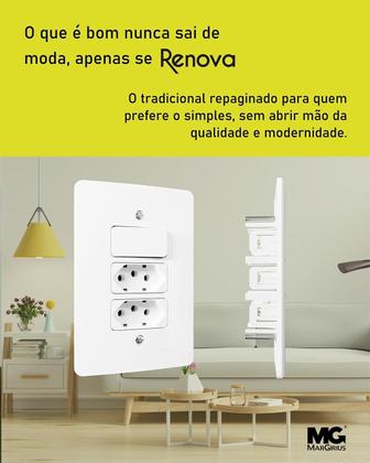 Imagem de Conjunto 3 Interruptores Simples 6A 4X2 Branco Renova