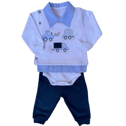 Imagem de Conjunto 3 Peças Completo Pagão Recém Nascido Body Carros