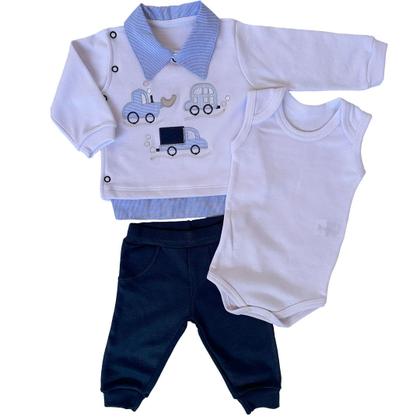 Imagem de Conjunto 3 Peças Completo Pagão Recém Nascido Body Carros