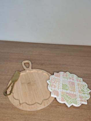 Imagem de Conjunto 3 Peças P Queijo C Tábua e Faca Flora LYOR