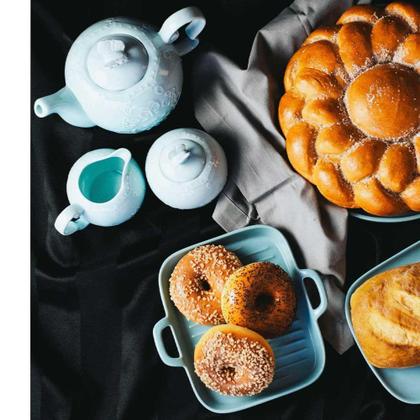 Imagem de Conjunto 3 Peças Porcelana p/ Chá Butterfly Azul Bon Gourmet