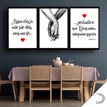Imagem de Conjunto 3 Peças Quadros Decorativos de Frases Para Casal Com Decoração Quarto Sala em PVC