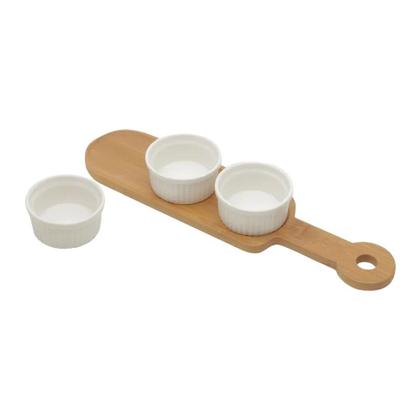 Imagem de Conjunto 3 Petisqueiras com Bandeja de Bambu Wolff 33x8cx4cm