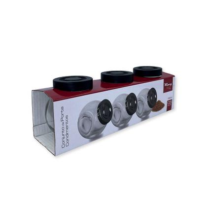 Imagem de Conjunto 3 Porta Condimentos Temperos Vidro Com Tampa 