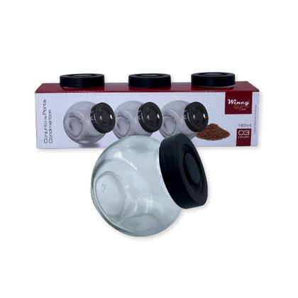 Imagem de Conjunto 3 Porta Condimentos Temperos Vidro Com Tampa 