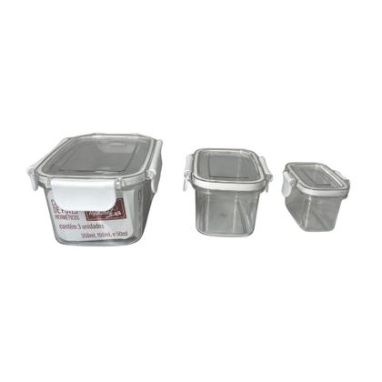 Imagem de Conjunto 3 Pote Hermético Retangular