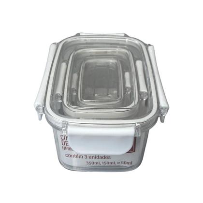 Imagem de Conjunto 3 Pote Hermético Retangular
