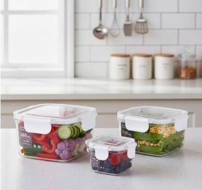 Imagem de Conjunto 3 Pote Hermético Tampas com Travas Quadrado ou Retangular