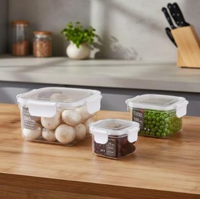 Imagem de Conjunto 3 Pote Hermético Tampas com Travas Quadrado ou Retangular