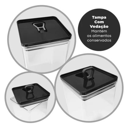 Imagem de Conjunto 3 Potes Com Tampa Organizador Mantimentos Hermético