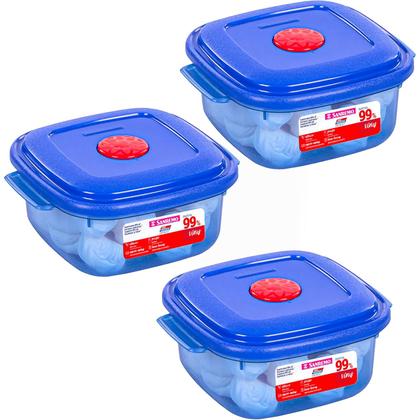 Imagem de Conjunto 3 Potes de Plástico 480ml UltraProtect Proteção e praticidade BPA FREE Pode ir ao Micro-ondas Freezer Lava-louça