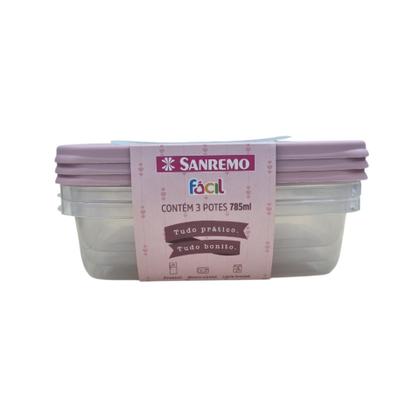 Imagem de Conjunto 3 Potes de Plástico Marmita Sanremo 785ml - Rosa