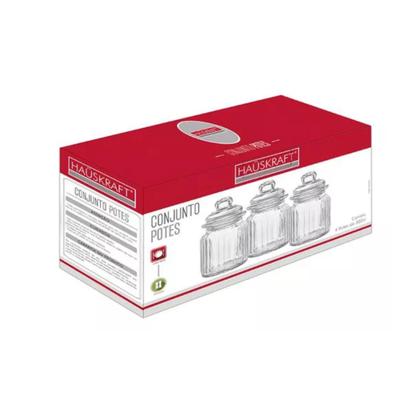 Imagem de Conjunto 3 Potes Herméticos De Vidro Multiuso 300ml
