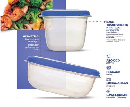 Imagem de Conjunto 3 Potes Herméticos Porta Alimentos Geladeira Cozinha Flor - 723 Sanremo