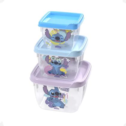 Imagem de Conjunto 3 Potes Organizadores Conect Stitch Disney Plasútil