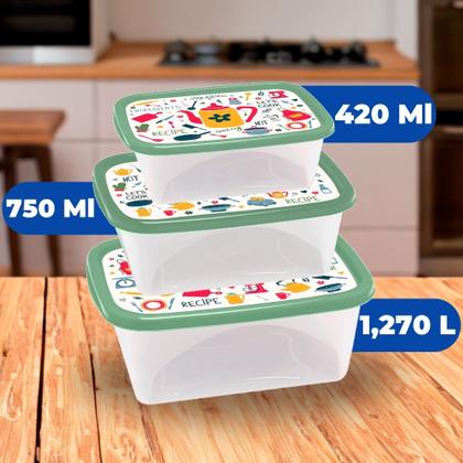 Imagem de Conjunto 3 Potes Plásticos Mantimento Freezer Jaguar PMG