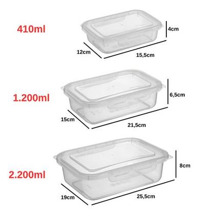Imagem de Conjunto 3 Potes Transparente P/ Alimentos Com Trava Atóxico