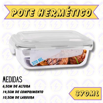 Imagem de Conjunto 3 Potes Vidro Hermético Mantimentos Marmita 370ml
