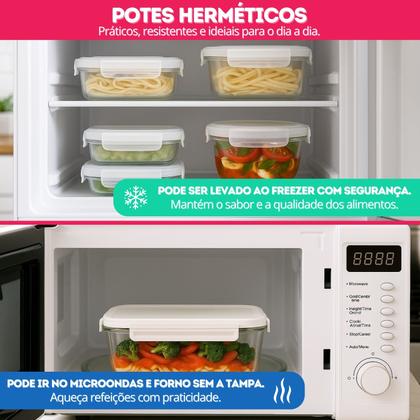 Imagem de Conjunto 3 Potes Vidro Hermético Tampa Mantimentos 520ml