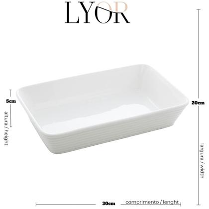 Imagem de Conjunto 3 Refratários de Porcelana Travessas Brancas Retangulares Servir Mesa Posta Línea Lyor