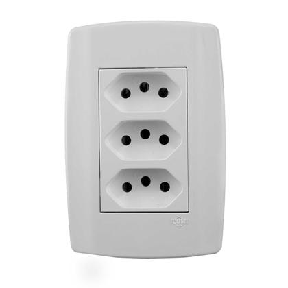 Imagem de Conjunto 3 Tomadas 20A 250V~ com Espelho 4x2 Linha Slim Monobloco Ilumi - 80124