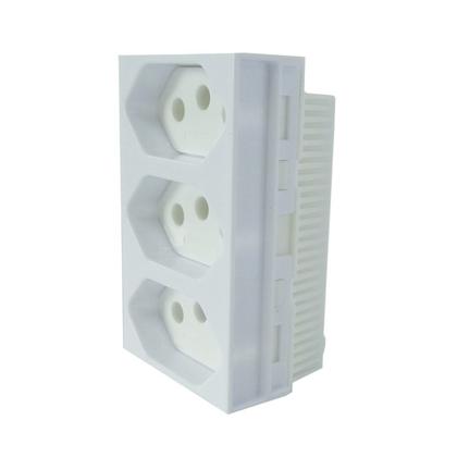 Imagem de Conjunto 3 Tomadas Branca Monobloco 2P+T 20A 250V 4x2 Ilumi