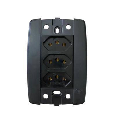 Imagem de Conjunto 3 Tomadas Preta Monobloco 2P+T 20A 250V 4x2 Ilumi