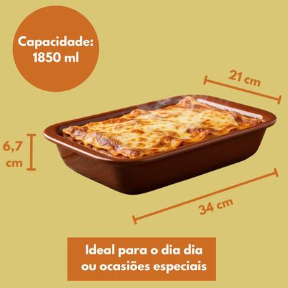 Imagem de Conjunto 3 un Travessa Refratária Cerâmica Retangular Assadeira Servir Multiuso Forno e Micro-ondas