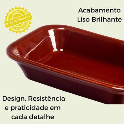 Imagem de Conjunto 3 un Travessa Refratária Cerâmica Retangular Assadeira Servir Multiuso Forno e Micro-ondas