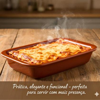 Imagem de Conjunto 3 un Travessa Refratária Cerâmica Retangular Assadeira Servir Multiuso Forno e Micro-ondas