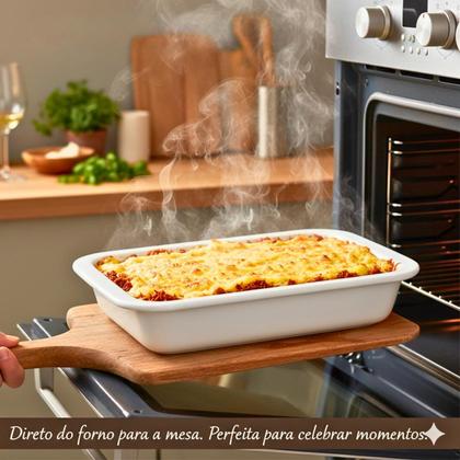 Imagem de Conjunto 3 un Travessa Refratária Cerâmica Retangular Assadeira Servir Multiuso Forno e Micro-ondas