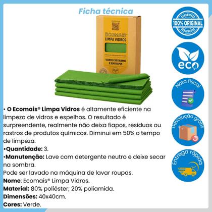 Imagem de Conjunto 3x Pano Mágico Ákora Ecomais Limpa Vidros Sem Fiapos